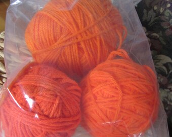 LOT 3 ball lot yarn 7.5oz super bright orange