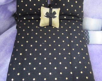Doll house 1:12 Miniature BLACK GOLD Coverlet blanket Bed Spread 6 pcs Hand Made in ME Reversible