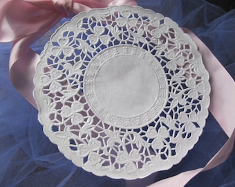 10 pcs 6.5" Inch White Lace Doily Paper Round CARDS CRAFTS UK - Rare Pattern