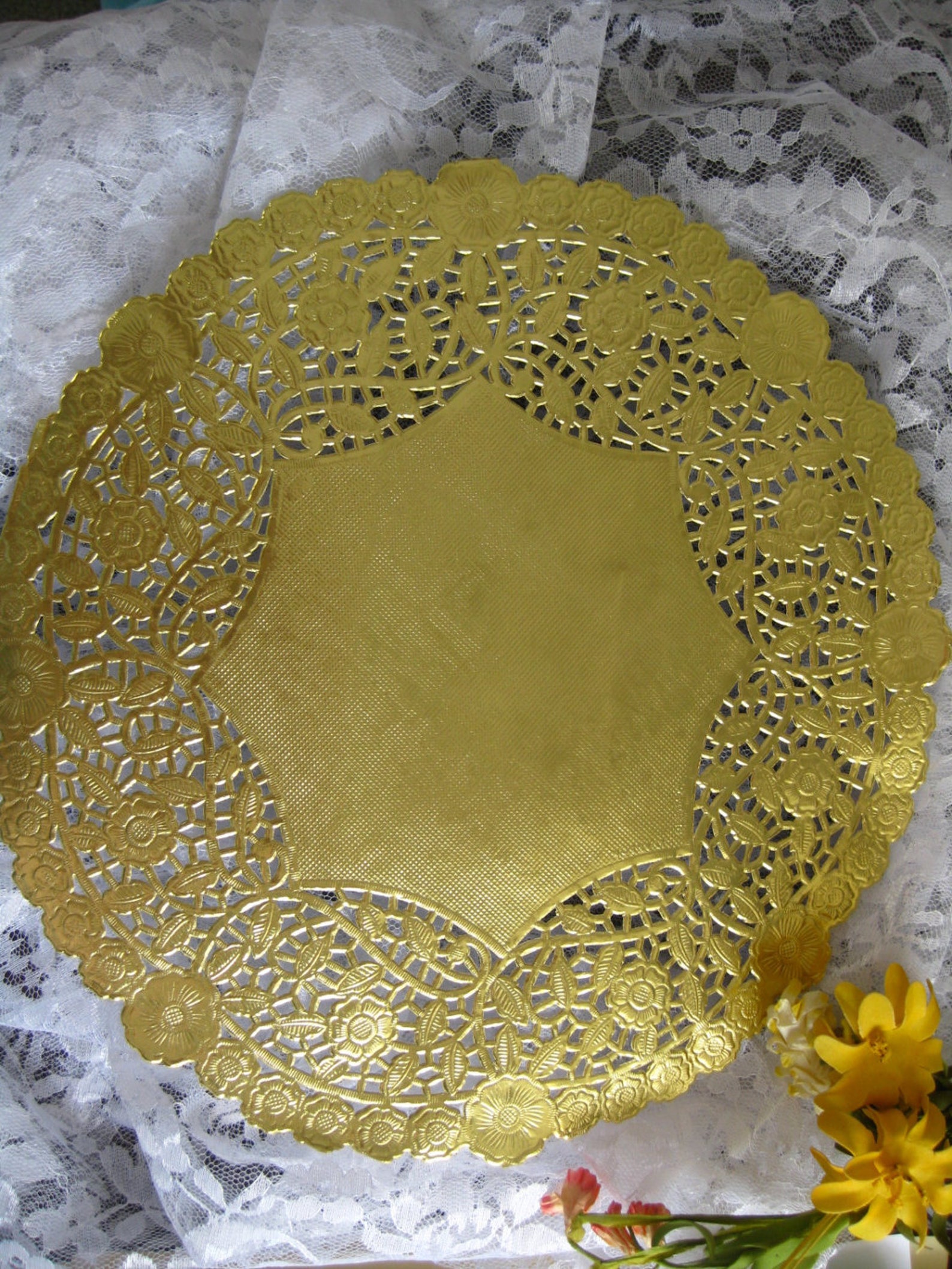 12 Inch Round Gold Foil PAPER LACE Doilies Craft Cards Etsy