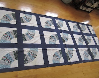 Tex-Trend Patchwork Quilt Fabric Floral Blue PINK 1970s Granny Core *DEFECT* 12 X 12 18 PANELS tOTES