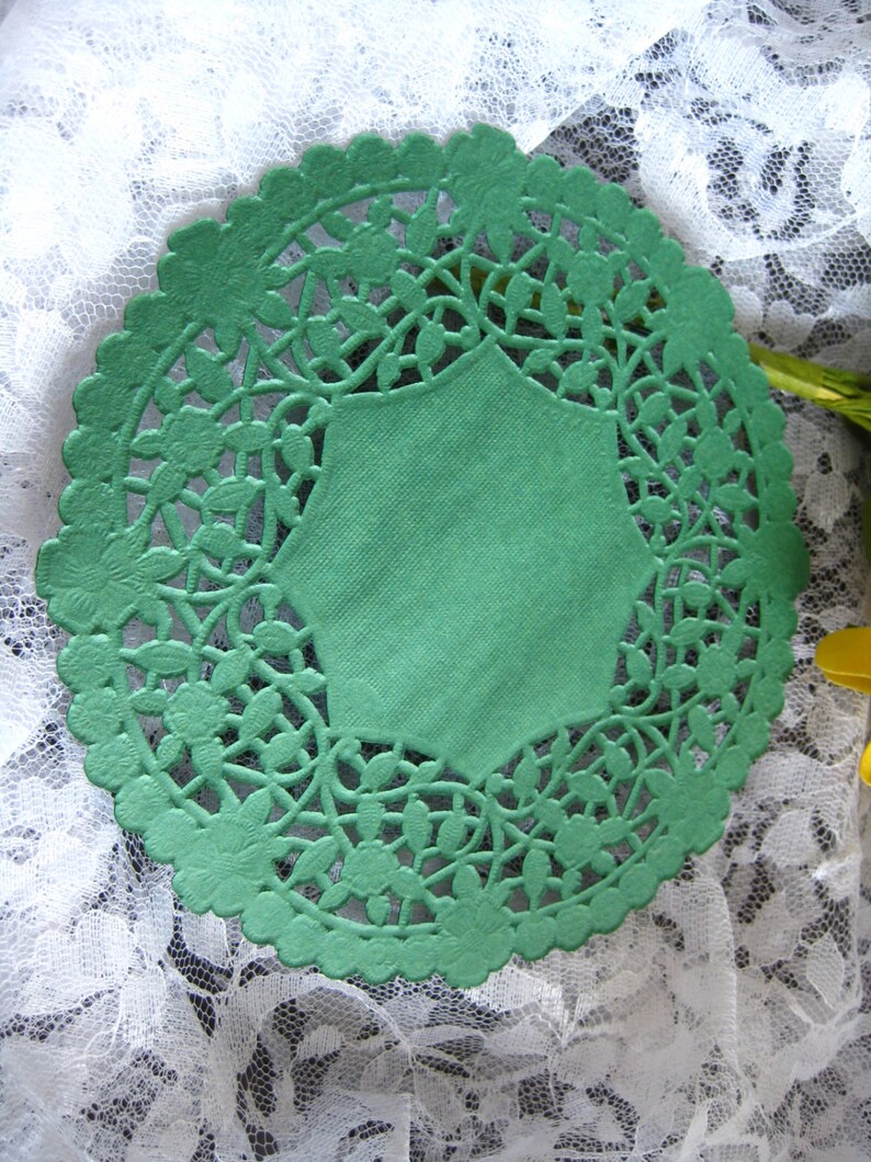 6 Inch Round Green PAPER LACE Doilies Craft Cards Etsy
