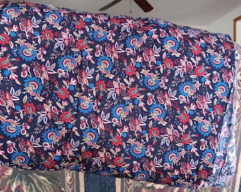 5+ Yards Cotton Fabric London Collection Rose & Hubble navy blue floral classic