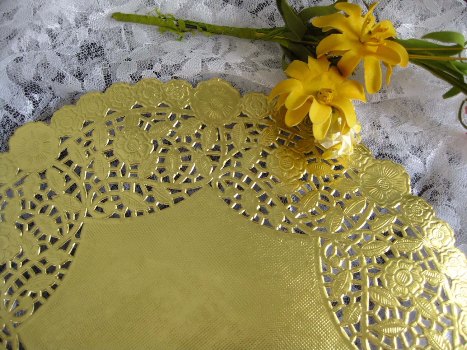 12 Inch Round Gold Foil PAPER LACE Doilies Craft Cards Etsy