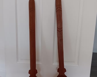 Vtg Large Carved Wooden Spoon & Fork Rustic Primitive Kitchen Hanging Maine 32"