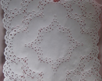 20 pc 12" inch Square White paper Doilies - Scalloped Corners - DIYS Wedding Envelopes placemats charges