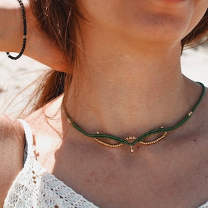 Personalized Macrame Choker / Bohemian handmade gypsynecklace / Makramee schmuck/ Bridal beaded teardrop tiara/ Boho customized circlet