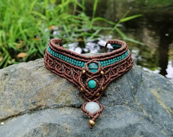 Unique Macrame bohemian ethnic tribal hindi beaded anklet- armband bracelet/Nature inspired Makramee schmuck/ beach gypsy ankle jewelry