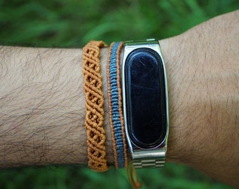 Teal knotted men bracelet, handmade thread luxury everyday casual style bracelet, macrame set unisex bracelet, brown teal thread bracelet