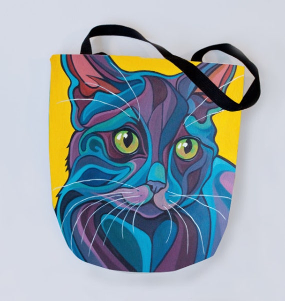 Czarny Kot Tote Bag Domowe Stenografia Kot Smoking Bombay Etsy
