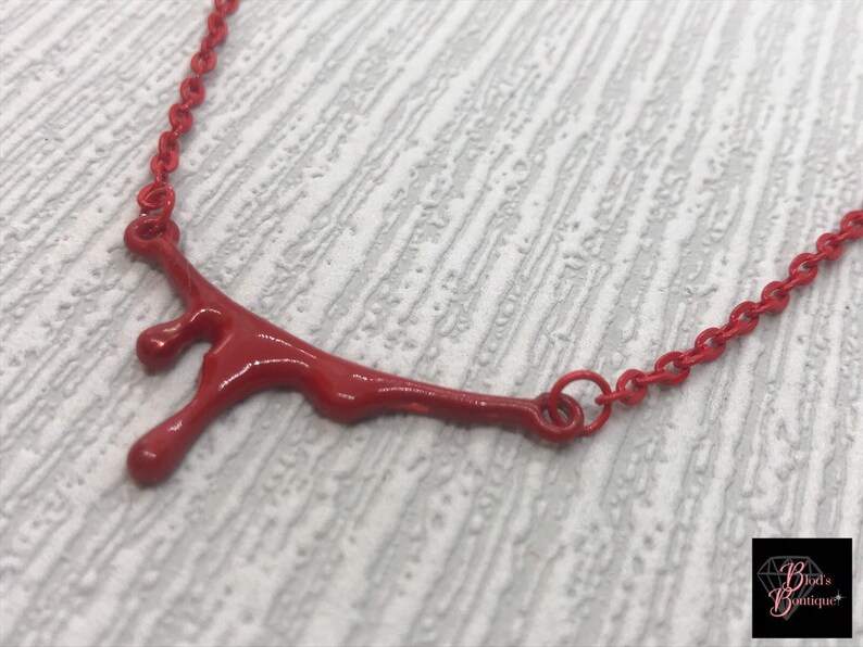Red Blood Drip Necklace Slash Necklace Cut Throat Red Drip Etsy