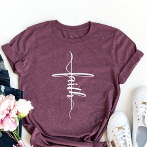 Faith Shirt, Faith Shirts For Women, Christian Shirt, Faith Cross, Vertical Cross, Religious, Jesus, Church, Faith T-Shirt, Christian TShirt