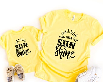 Mommy and Me Shirts, You Are My Sunshine Matching Tshirts, Mama and Mini Tees, Unisex Mother Child Set, Mom Kid Top, Mama Daughter Son Tees