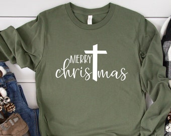 Merry Christmas Shirt, Christmas Shirt, Womens Christmas Shirt, Ladies Christmas Tee, Religious Christmas T-Shirt