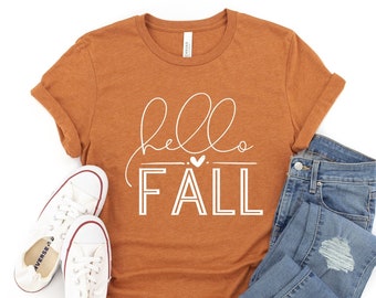 Fall Shirts For Women, Hello Fall Shirt, Fall Graphic Tees, Cute Falls Shirts, Women's Fall Tee, Thanksgiving Shirt, Fall Tees, Fall TShirt