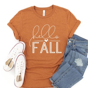 Fall Shirts For Women, Hello Fall Shirt, Fall Graphic Tees, Cute Falls Shirts, Women's Fall Tee, Thanksgiving Shirt, Fall Tees, Fall TShirt Heather Autumn