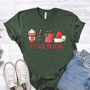 Tis The Season Shirt, Christmas Tis The Season TShirt, Merry Christmas, Christmas T-Shirt, Cute Winter Shirt, Santa, Latte, Present
