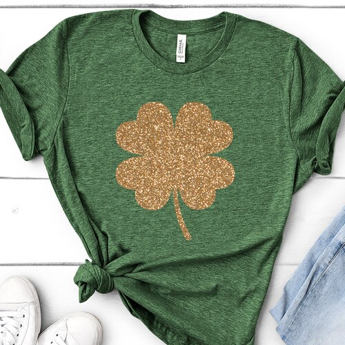 Womens St Pattys Day Shirt Glitter Shamrock Tee St Pattys - Etsy