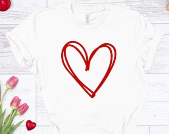 Valentine's Day Shirt,Women's Valentine's Tee,Heart Outline Tee,Valentines Tees,Valentine's Shirts,Love Shirt,Womens Shirts