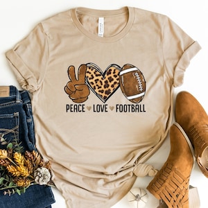 Peace Love And Football Shirt, Football Shirts For Women, Sunday Football Shirt, Womens Football Tee, Game Day Vibes,