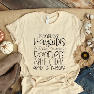 Fall Shirt, Ladies Fall Shirt, Womens Fall Shirt, Pumpkin Shirt, Pumpkins Bonfires Apple Cider, Autumn, Fall Shirts for women, UNISEX FIT