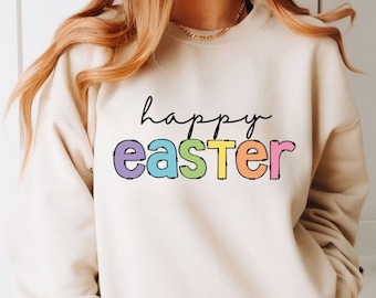 Happy Easter Sweatshirt, Matching Easter Shirts, Cute Pastel Easter Sweatshirt, Colorful Easter Sweatshirts For Women, Easter Gift For Her