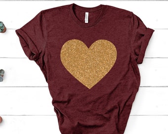 Ladies Valentines Day Shirt, Heart Shirt, Heart Valentine's Shirt, Glitter Shirt, Women's Valentines Day T-Shirt, Valentines Tee