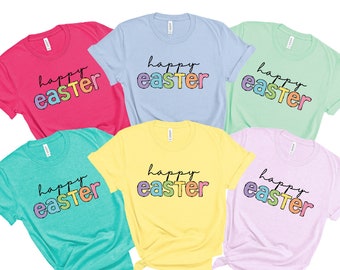 Happy Easter Shirt, Matching Easter Shirts, Pastel Cute Easter Tee, Colorful Easter Shirts For Women, Easter Gift For Her, He Is Risen Tee