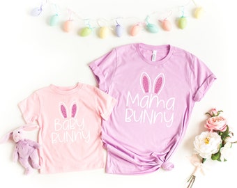 Mama Bunny Baby Bunny Shirts, Mommy and Me Shirts, Mama and Mini Tees, Mama Baby Matching Tshirt, Mama Daughter Easter Outfit, Gift For Mom