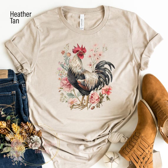 Wildflower Chicken Shirt, Cottagecore Shirt, Ladies Chicken Lover Shirt, Chicken mom Tee, Mothers Day Gift T-shirt, Farmer Gift, Watercolor