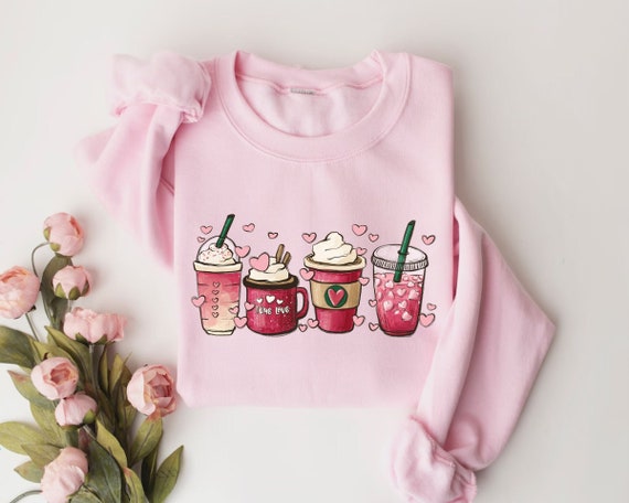 Womens Valentines Day Sweatshirt, Valentine Coffee Sweatshirt, Womens Valentines Day Sweater, Valentines Day Shirt, Valentines Sweater Gift