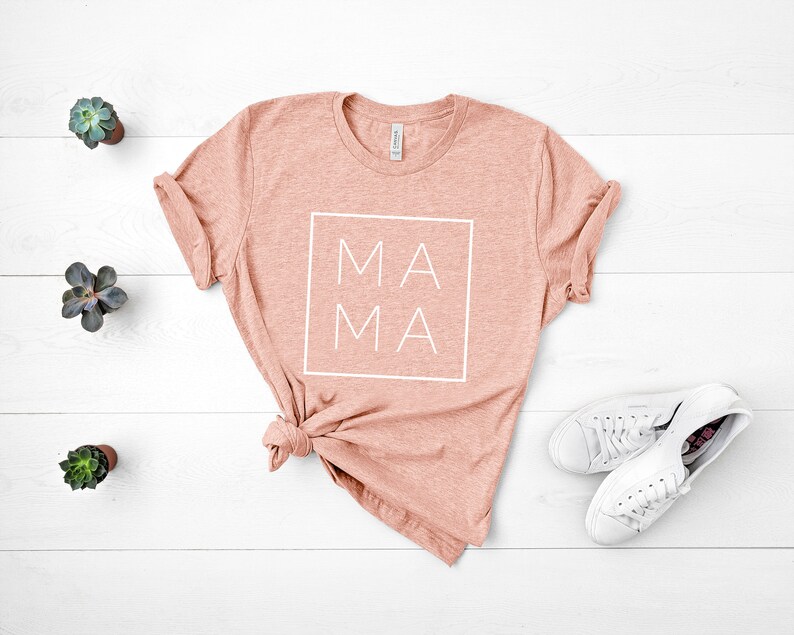 Mama Shirt, Mama Square, Mom Shirts, Momlife Shirt, Mom Life Shirt, Shirts for Moms, Mothers Day Gift, Cool Mom Shirts, Shirts for Moms Heather Peach