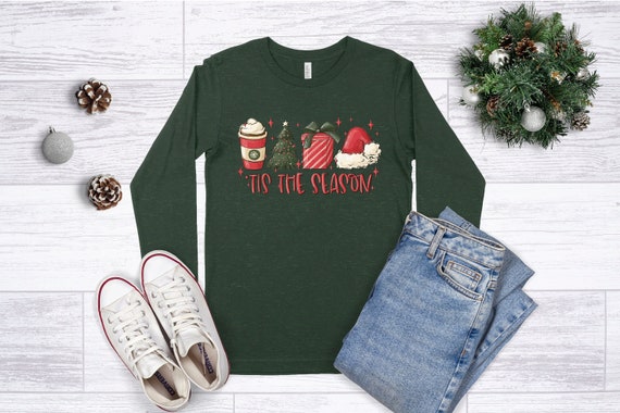 Tis The Season Long Sleeve Shirt, Christmas Tis The Season Long Sleeve, Merry Christmas Sweatshirt, Christmas Shirt, Cute Winter Long Sleeve