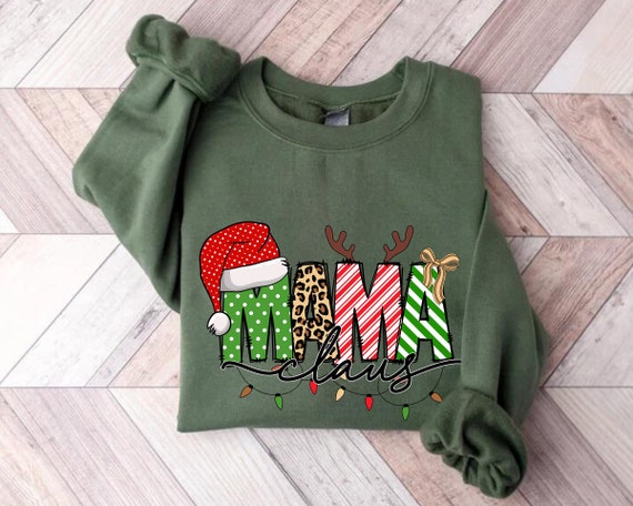 Mama Claus Christmas Sweatshirt, Christmas Sweatshirt, Mama Sweatshirt, Buffalo Mama Sweatshirt, Cute Winter Sweatshirt, Christmas Mama Gift
