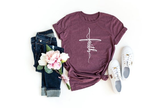 Faith Shirt, Faith Shirts For Women, Christian Shirt, Faith Cross, Vertical Cross, Religious, Jesus, Church, Faith T-Shirt, Christian TShirt