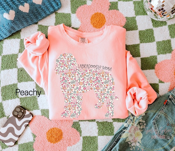 Comfort Colors® Labradoodle Dog Mom Sweatshirt, Gift For Labradoodle Owner, Labradoodle Rescue Mama Sweatshirt, Floral Dog Lover Sweatshirt