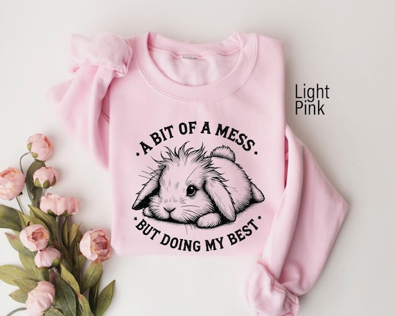 Bit Of A Mess But Doing My Best Bunny Sweatshirt, Mental Awareness Shirt, Funny Gifts For Her, Introvert Shirt, Sarcastic Saying Shirt