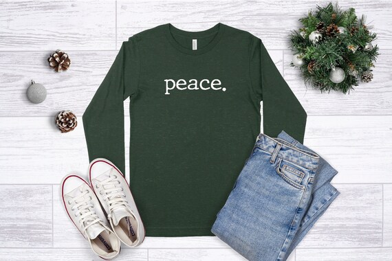 Peace Christmas Shirt, Christmas Shirt, Long Sleeve Merry Christmas Shirt, Typewriter Font, Choose Peace, Peace Winter Shirt, Christmas Tees