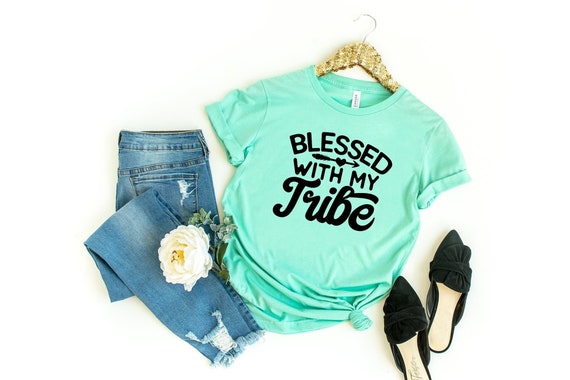 Blessed With My Tribe, Blessed Mama Shirt, Blessed Tshirt, Mom To Be Shirt, Mom Gift, Mom Shirt With Sayings, Mama Shirt, Mom Life Shirt