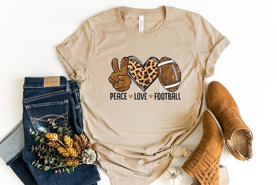 Peace Love And Football Shirt, Football Shirts For Women, Sunday Football Shirt, Womens Football Tee, Game Day Vibes,