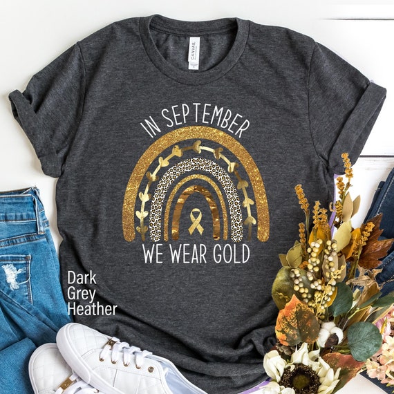 Childhood Cancer T-Shirt, Cancer Support Crewneck Unisex Tee, Cancer Survivor Gift, Cancer Awareness Shirt, In September We Wear Gold Ribbon