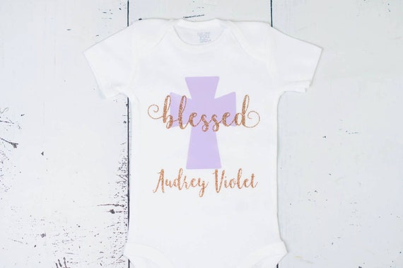 Baptism Bodysuit, Personalized Blessed Bodysuit, Cross Baby Girl, Baby Girl Baptism, Baptism Outfit, Boy Baptism, Girl Baptism,Blessed Shirt