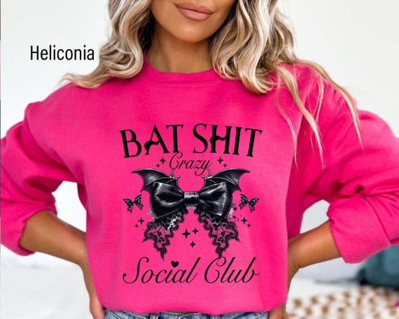 Bat Shit Crazy Social Club Sweatshirt, Halloween Bat Sweater, Funny Halloween Shirt, Witchy Halloween T Shirt, Spooky Season Sweatshirt