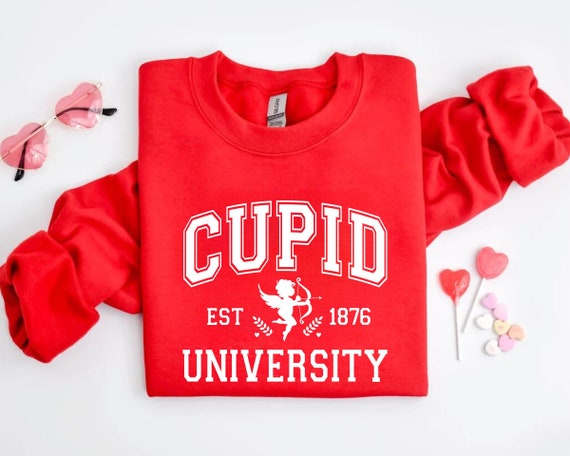 Cupid University Sweatshirt, Cute Valentine's Day Shirt, Funny College Sweatshirt, Love Crewneck Sweatshirt, Cupid Sweater, Valentines Shirt