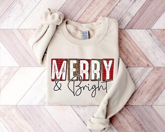 Christmas Sweatshirt, Womens Christmas Sweatshirt, Merry Bright, Christmas Sweatshirt For Women, Christmas Women, Merry Christmas Sweatshirt