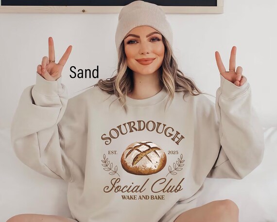 Sourdough Social Club Wake and Bake Sweatshirt, Funny Sourdough, Bakers Shirt,Sourdough Starter,Sourdough,Funny Bread Sweater,Bread Crewneck