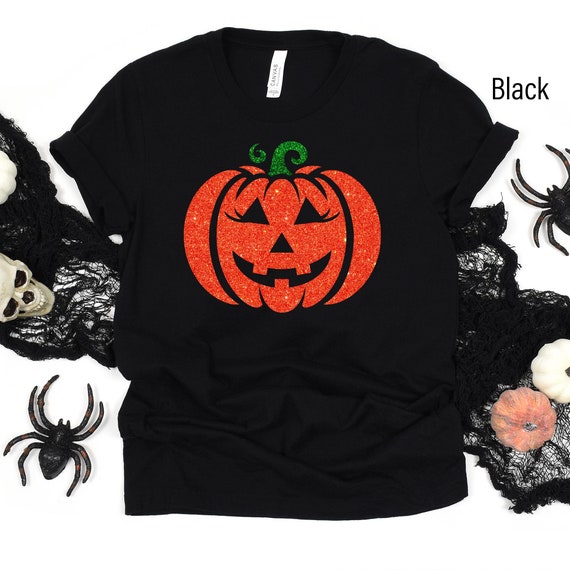 Pumpkin Glittery Shirt, Women's Halloween Tee, Glitter Pumpkin Tee, Fall Shirt, Halloween Shirt, Women's Halloween Shirt, Women's Fall Shirt