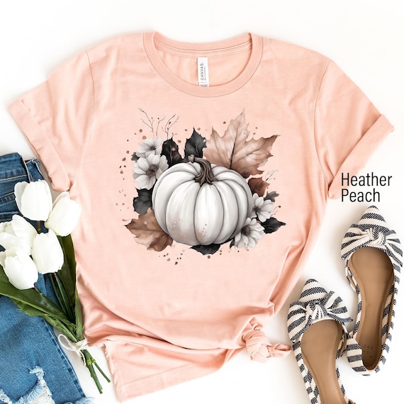 Floral Pumpkin Shirt, Thanksgiving Shirt, Pumpkin Leaves Shirt, Fall Shirt, Fall Shirt For Woman, Leaves Flower Pumpkin Shirt, Autumn Shirt