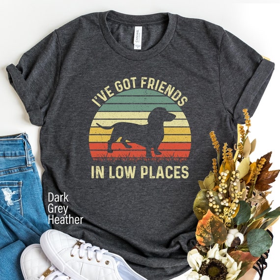 Dachshund Shirt, Funny Gift for Dachshund Lover, I've Got Friends In Low Places Retro Vintage Dachshund, Dachshund Mom, Wiener Dog Shirt