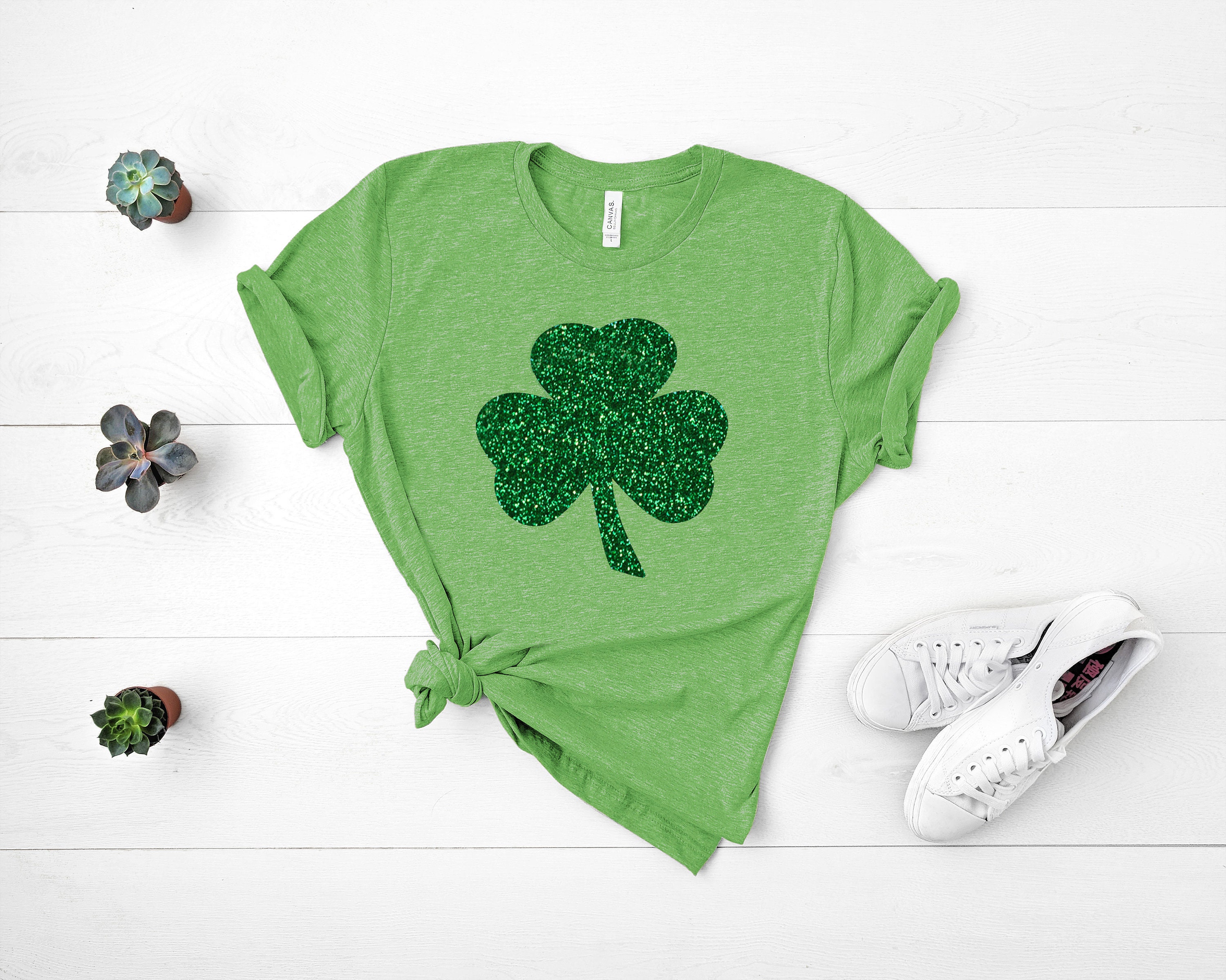 St. Patricks Day Shirt, Irish Shirt, Glitter Shamrock Tee, St Patty's Day  T-Shirt sold by Daisy, SKU 165799